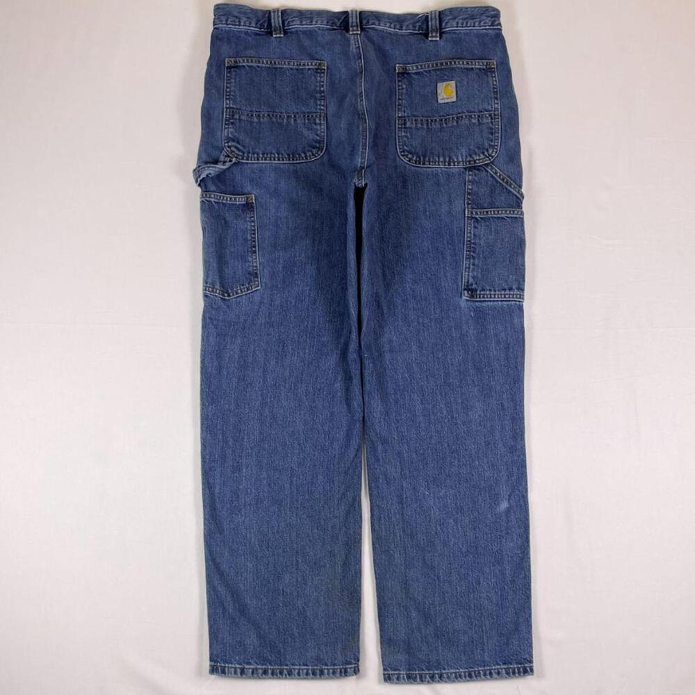 Carhartt Carpenter Jeans | Loose Fit Faded Medium Wash Workwear Denim with Hamme